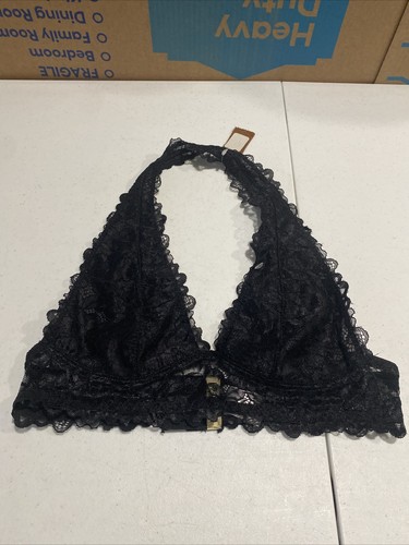 NWT YELETE Women's Bralette Halter Bra V-Neck Lingerie Floral Print Lace Size M - 第 1/9 張圖片