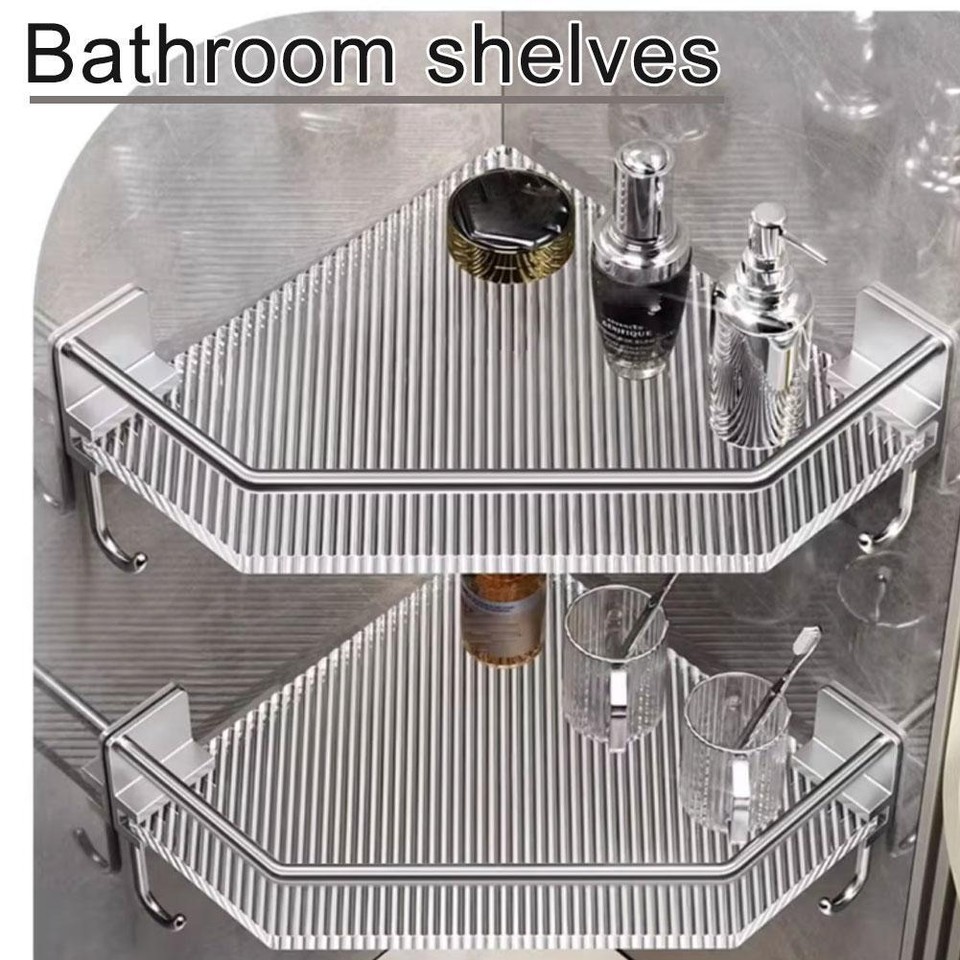 Wall Mounted Bath Corner Shower Shelves, Shampoo Holder Storage Rack