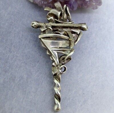 Bent-Forms Vintage Sterling Silver Abstract Design Pendant
