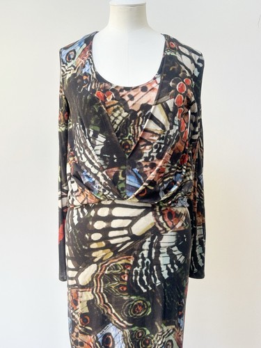 Women’s Paul Smith Dress Black Label Knee Length Jersey Viscose Butterfly Small - Picture 2 of 24