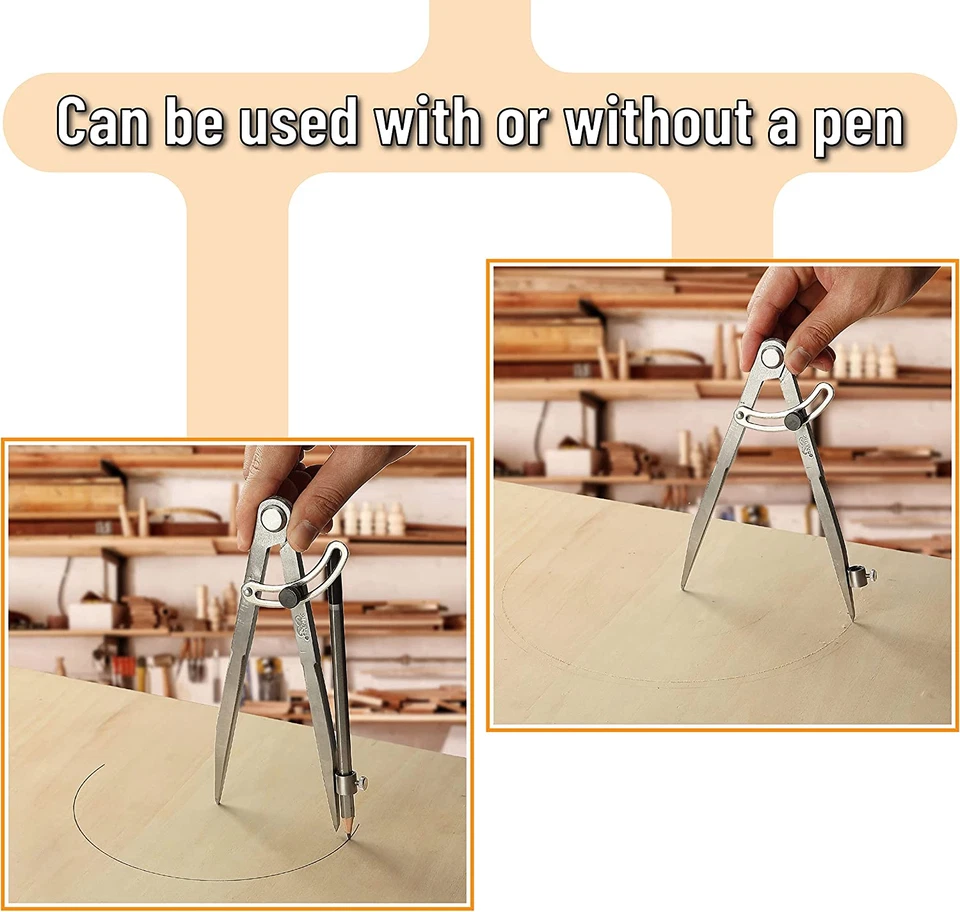 Large Professional Compass for Woodworking and Geometry - Precision Drawing Tool - Image 4 of 4