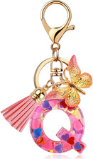 Initial Letter Butterfly Tassel Keychain for Women, Girls, Handbags  More