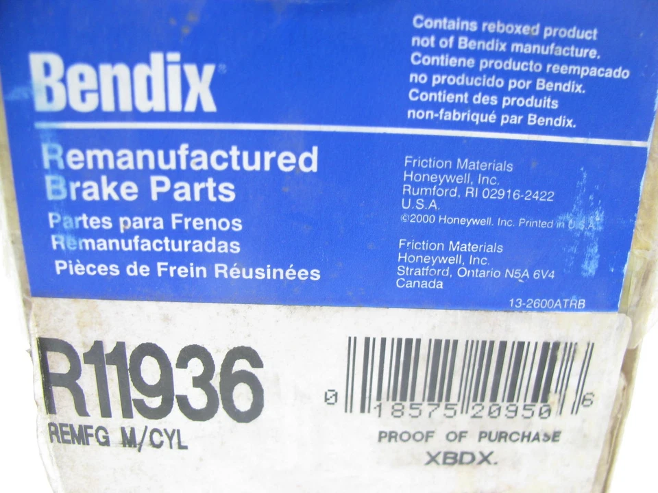 Nuevo cilindro maestro de freno Bendix R11936 para Datsun 200sx 1982-83 Foto 3 de 3
