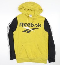 Mens UK S Regular Reebok Yellow Pullover Hoodie