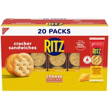 RITZ Cheese Sandwich Crackers, Lunch Snacks, 20 Snack Packs (6 Crackers Per Pack
