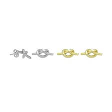 Silver Gold Knot Stud Earrings, Sku A427