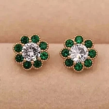 2Ct Round Cut Lab Created Diamond Women's Stud Earrings 14K Yellow Gold Plated