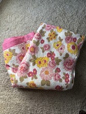 Vtg Blanket Pink Floral Cottage Thermal Acrylic Satin Trim Twin/Full 70 X 88