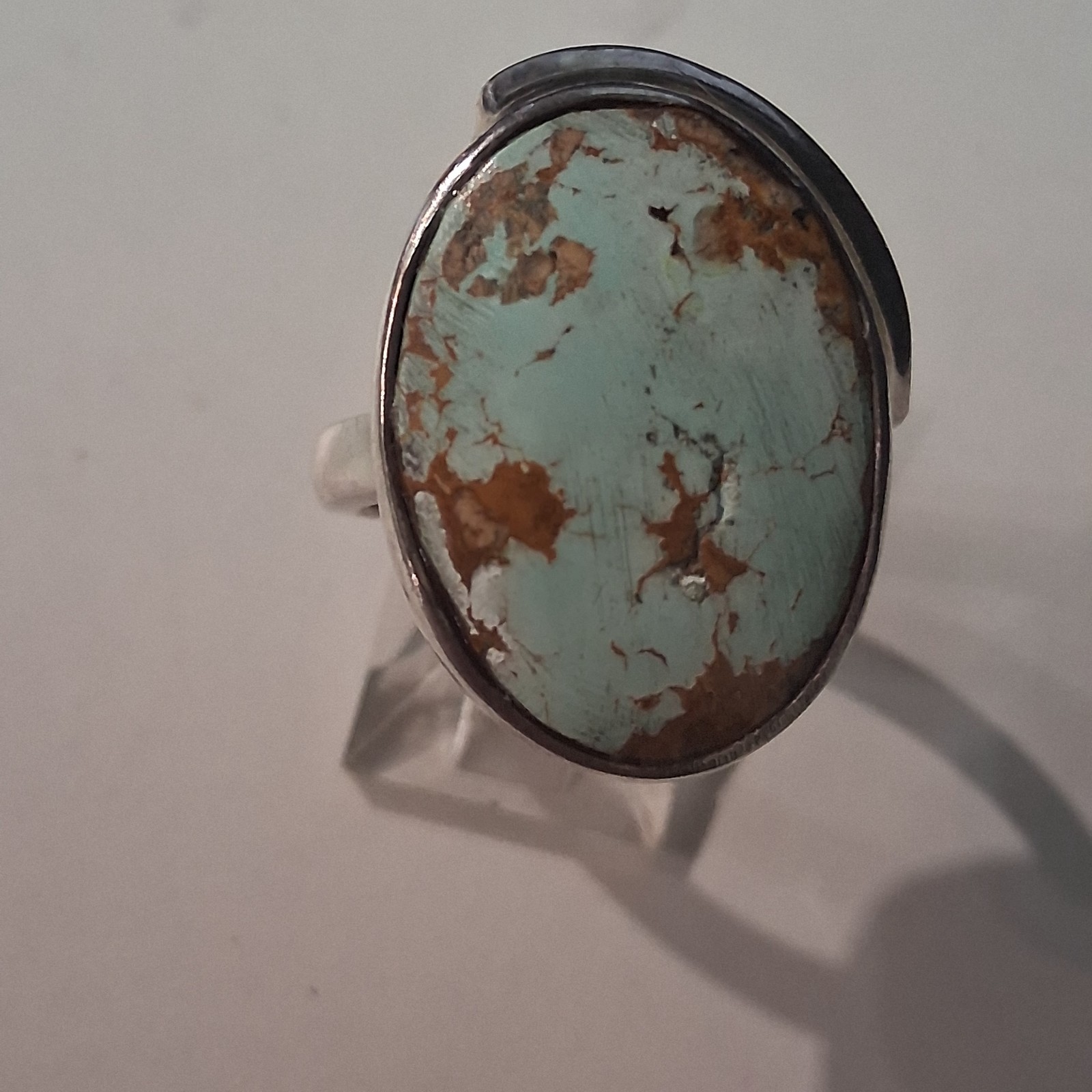 Solid 925 Sterling Silver Untreated Turquoise Ova… - image 12