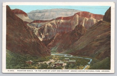 1927 Phantom Ranch Grand Canyon AZ Postcard ''Land of Light & Shadow'' Red Arvey