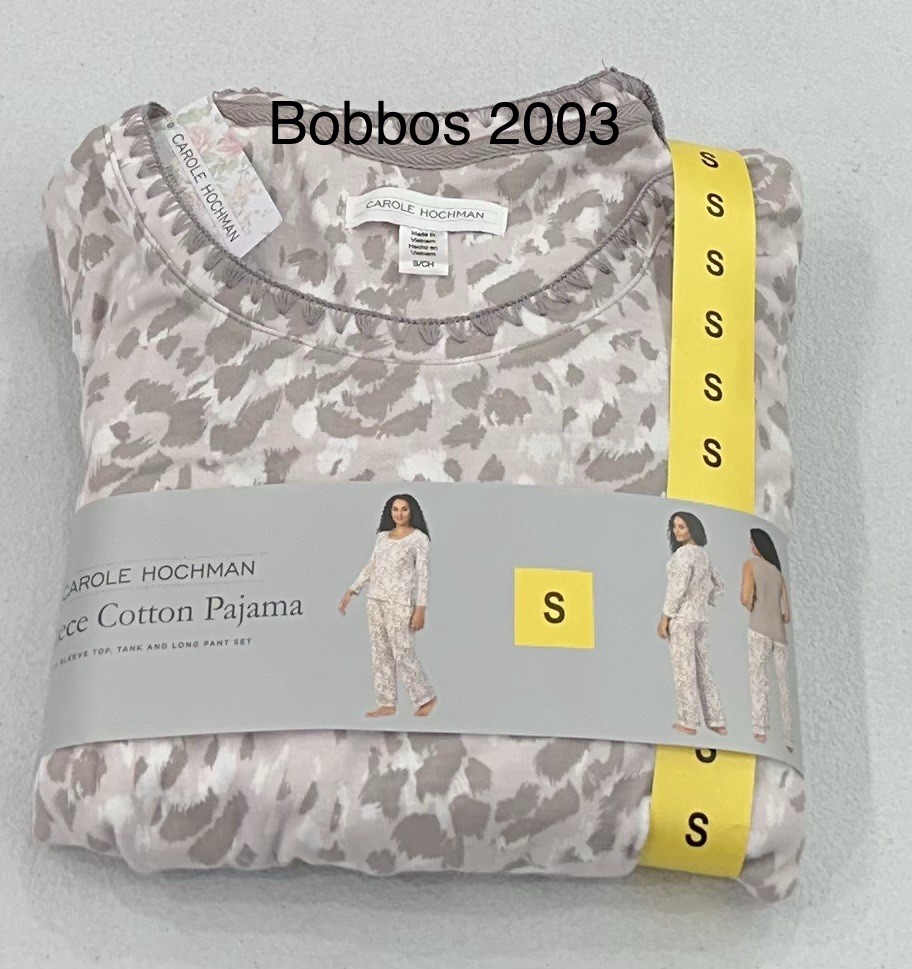 Carole Hochman Women's 3-Piece Cotton Pajama Set, Cream, Size S