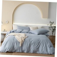 100 Washed Cotton Duvet King 104"x90" Heathered Light Blue no Comforter
