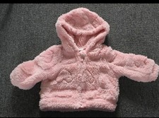 SHEIN baby Girls Pink Teddy Fleeced Hooded Jacket 1-3 Months