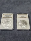 Lot Of 2 SILVER EAGLES, NGC graded 2004 (ms69) & 2008(Gem) Brown Label