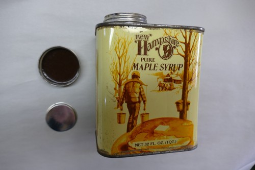 antique maple syrup tin 1QT New Hampshire old man of the mountain never used