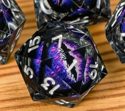 🔥 DND Dragon Eye Liquid Center Core Resin Dice Set 7pcs RPG D&D Polyhedral