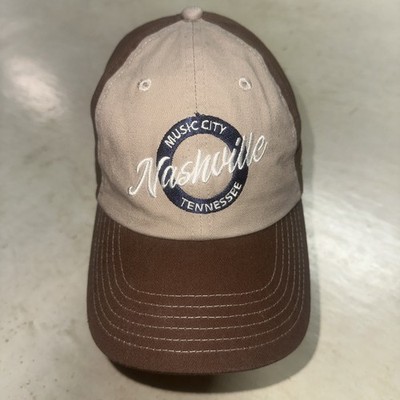 Music City USA Nashville Tennessee Adjustable Strapback Hat Cap Two Tone Brown