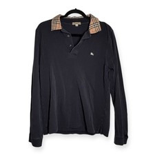 Burberry | M | Long Sleeve Slim Fit Pique Cotton Nova Check Collar Polo Shirt