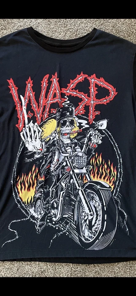Camiseta WASP Heavy Metal Banda Años 80 Motocicleta Gráfica Talla XL Puntada Única Foto 2 de 4