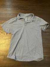 Bylt Polo Mens M Navy Poka Dot  Drop Cut Lux Performance Short Sleeve Shirt