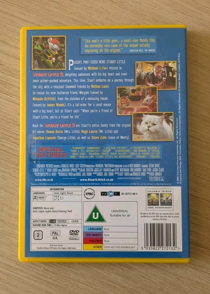 Stuart Little 2 (DVD Region 2 PAL)  Special  Features  - Image 2 of 3