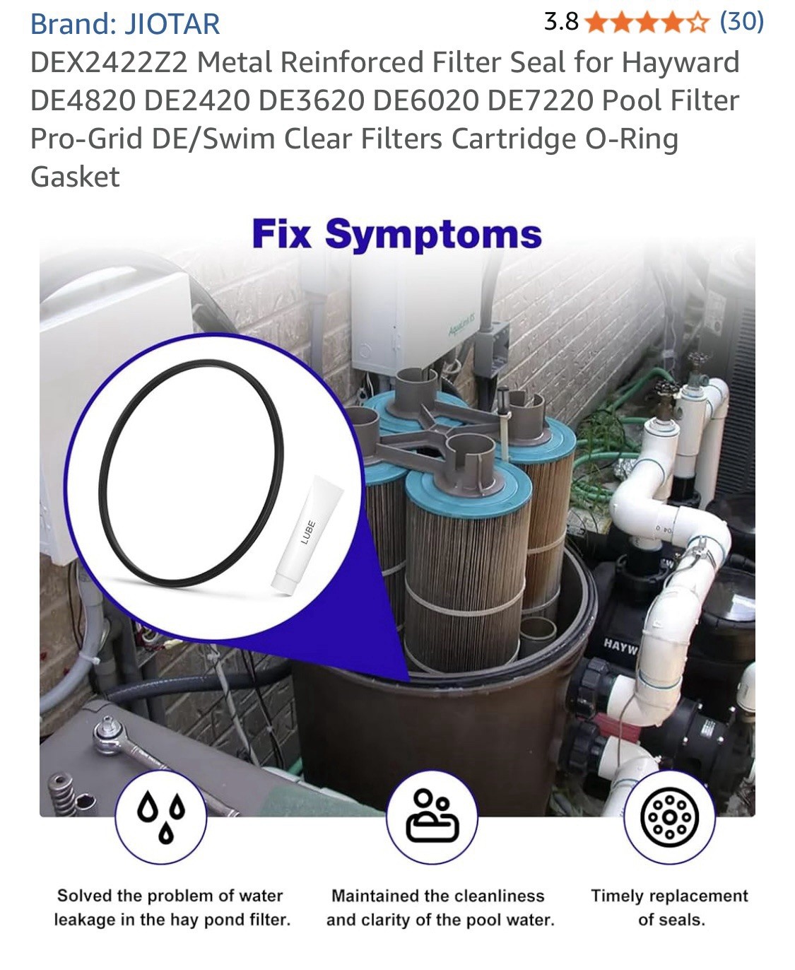 DEX2422Z2 Metal Reinforced Filter Seal For Hayward. Pool Filter Pro-Grid DE