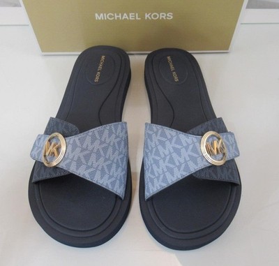 Michael Kors Men’s Blue MK Logo Slide Sandals michael-kors-Blue-Jake-Empire-  main image 3