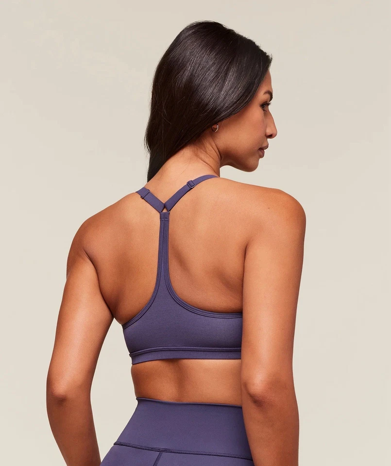 GYMSHARK COTTON RACERBACK SPORTS BRA PURPLE LIGHT SUPPORT- S - Image 2 of 4