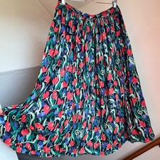 Vintage Floral Midi Skirt Multicolor Floral Cotton Button Front Cottagecore Boho