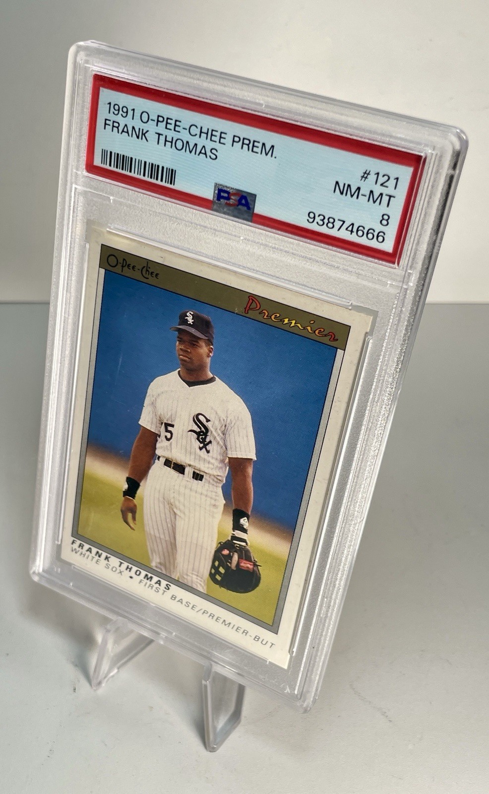 1991 O-PEE-CHEE PREMIERE #121 FRANK THOMAS (HOF) - PSA 8 NM-MT!!! view 4