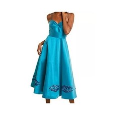 New Sachin & Babi Byzantine Gown 12 Satin Metallic Lips Teal Wedding Spring