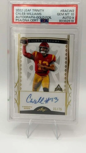 2022 Leaf Trinity CALEB WILLIAMS Gold Rookie RC Auto 31/75 BA-CW2 PSA 10