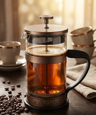 NAVARIS French Press Kanne Retro 1000ml Braun Kaffeemaschine