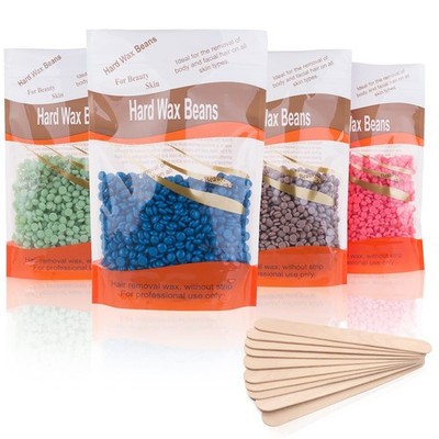 Waxing Perlen Set - 400g Wachs, 10 Applikator Sticks, für Bikinizone und mehr