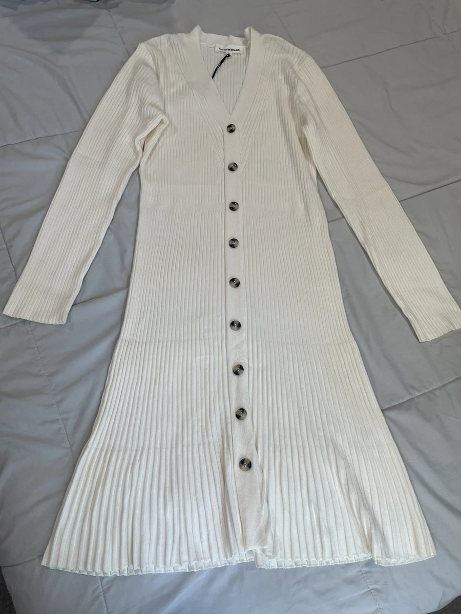 lucky brand cable knit sweater dress Lucky Brand Womens Ivory Cable Knit Sweater Dress Sz: L