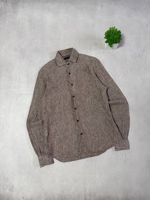 Corneliani Linen Button Up Shirt Mens 15/39 Long Sleeve Luxury Made in Italy