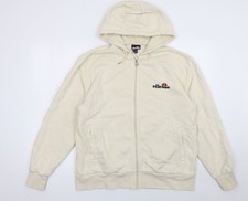 Womens UK 10 Regular ellesse Beige Full Zip Hoodie