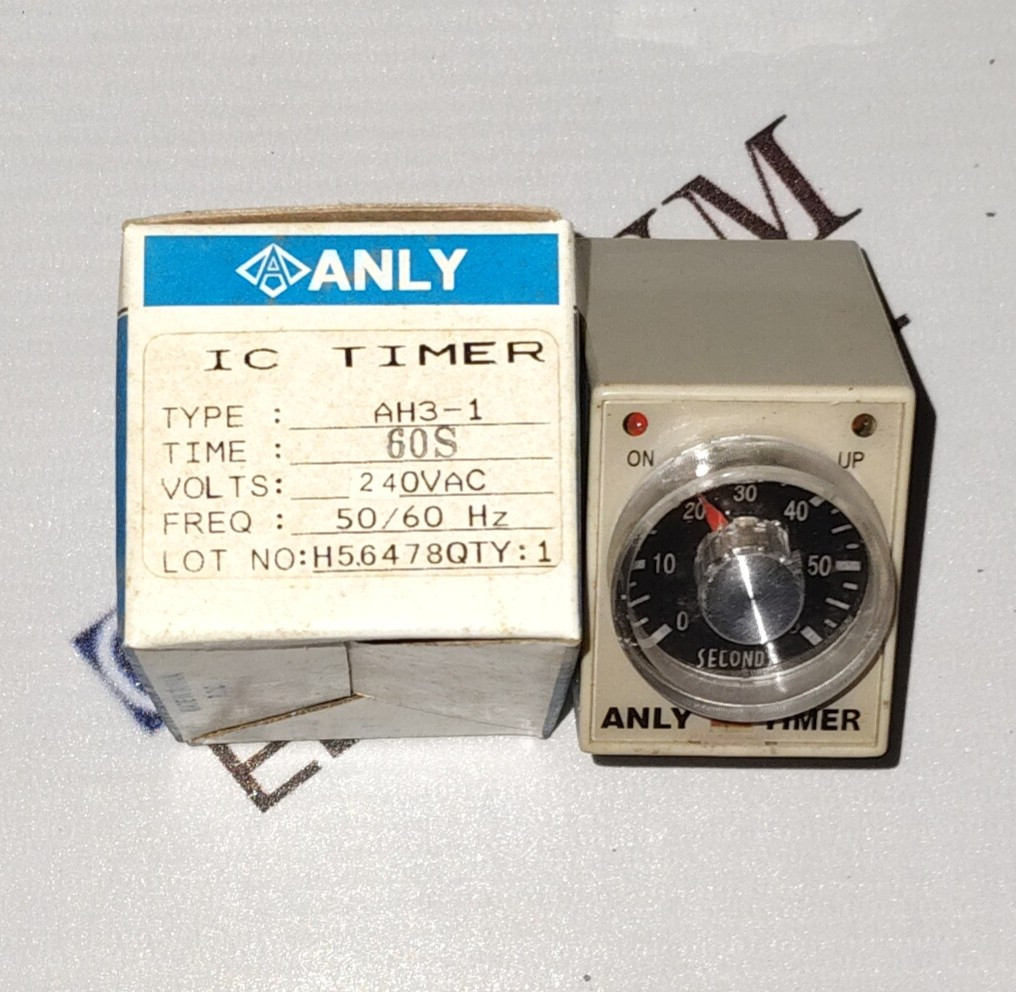 ANLY ELECTRONICS AH3-1 ELECTRONIC TIMER TIMING 1S-60S VOLTAGE 220VAC FAST SHIP