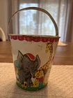 Vintage J. Chein Tin Litho Sand Pail Graphics Of Children At The Circus