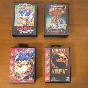 SEGA Genesis Game Lot w/ Manuals - Sonic, Aladdin, Mortal Kombat, Madden