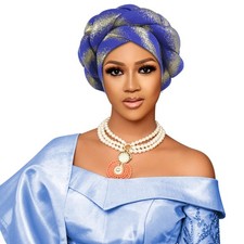 Nigeria Gele Headtie African Women Head Wrap Bonnet Hat Elegant Wedding Party