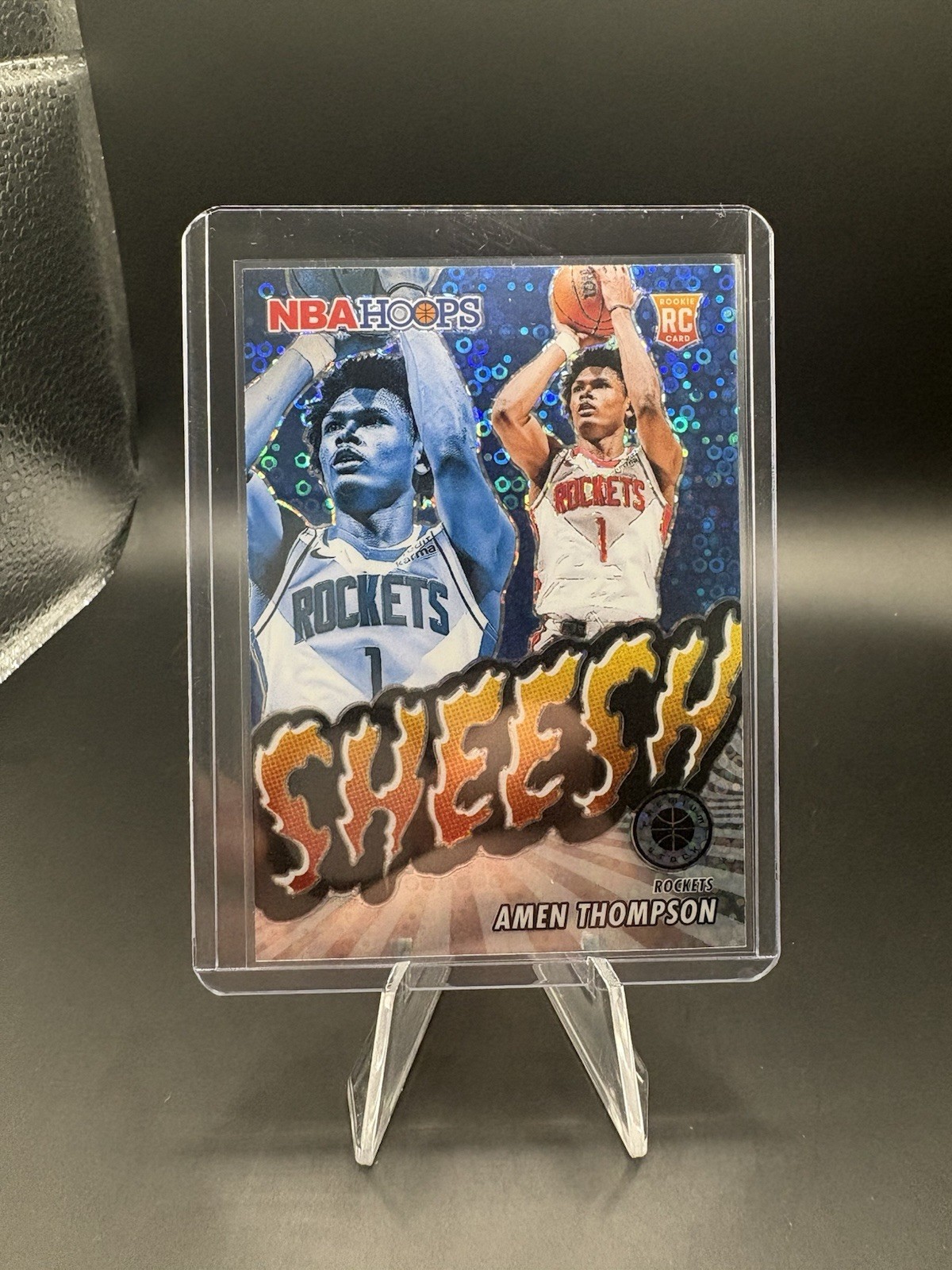2023-24 NBA Hoops Premium Stock Amen Thompson RC Sheesh Disco Fast Break Prizm