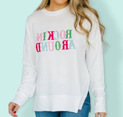Mary Square hannah rockin around sweatshirt White
