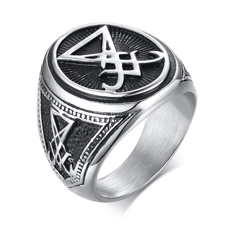 Kkjoy Pentagramma Satanico Baphomet Capra Anello A Banda Larga In