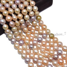 9-10mm Natural Luster South Sea Multicolor Baroque Keshi Pearl Loose Beads 15"