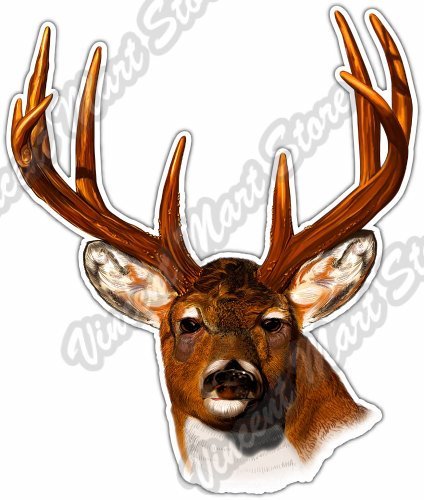 "Hirschkopf Stirn weiß Schwanz Jagd Geweih Auto Stoßstange Vinyl Aufkleber Aufkleber 4""x5" - Bild 1 von 1