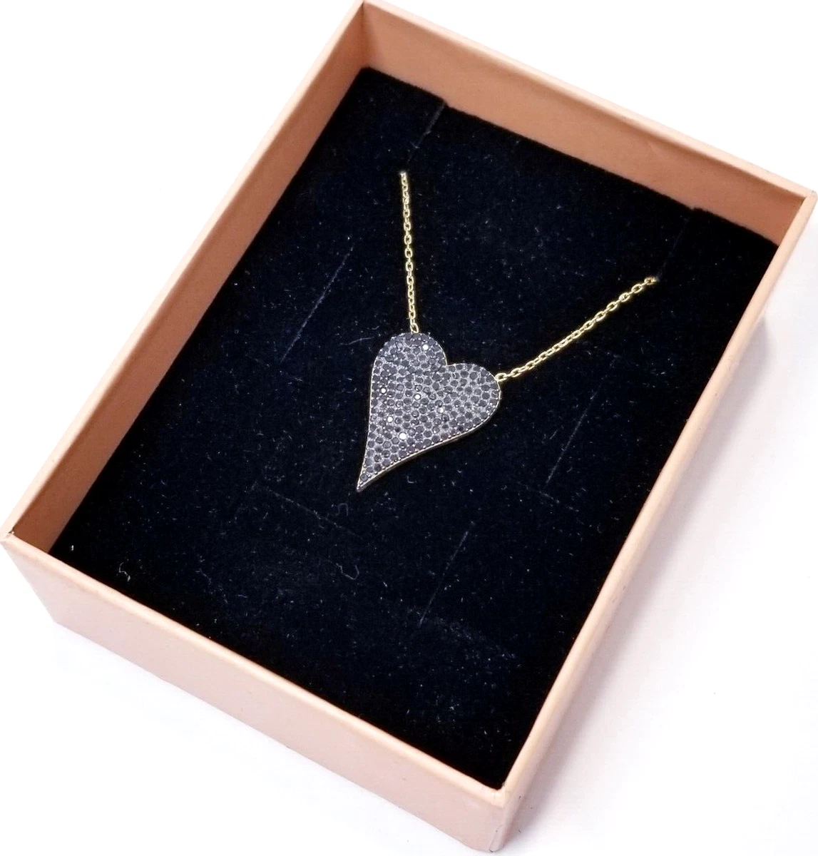 Elongated pave 2024 heart necklace