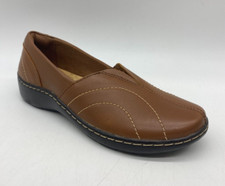 Clarks Cora Meadow Light Brown Leather Slip On Shoes Women's Size 7M
