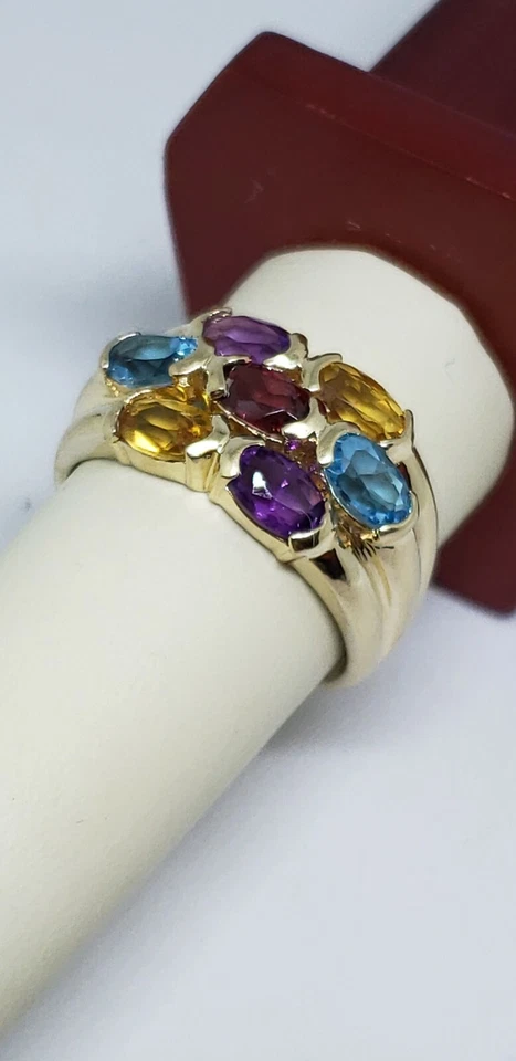 Estate 14k Yellow Gold 3.50ctw Multi Gemstone Ring 6.2 grams Size 9.5 - Image 4 of 4