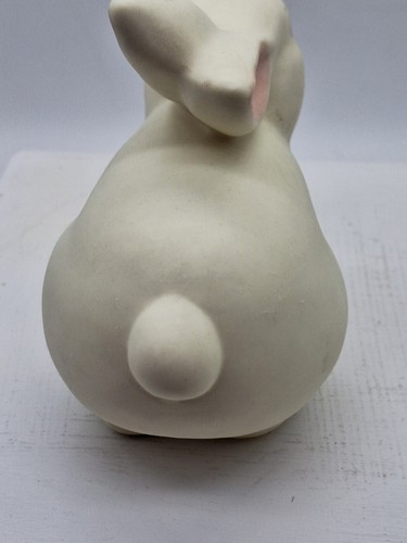 2 Dept. 56 White Rabbit Figurine Pink Ears Easter Spring Bisque 4 Inch Taiwan - Picture 5 of 12